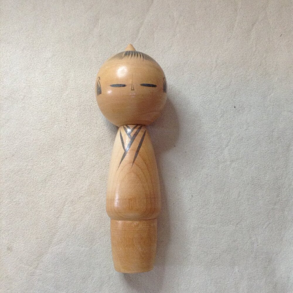 VTG Japanese Kokeshi Doll; "Monk", Dento, signed, wood turned, Asian Collectible